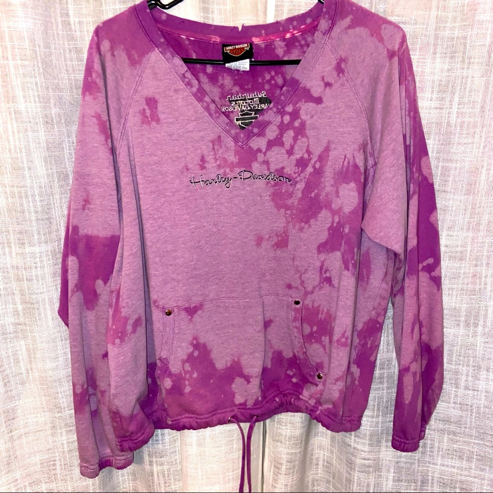 Women’s Harley Davidson distressed pink pull over size L